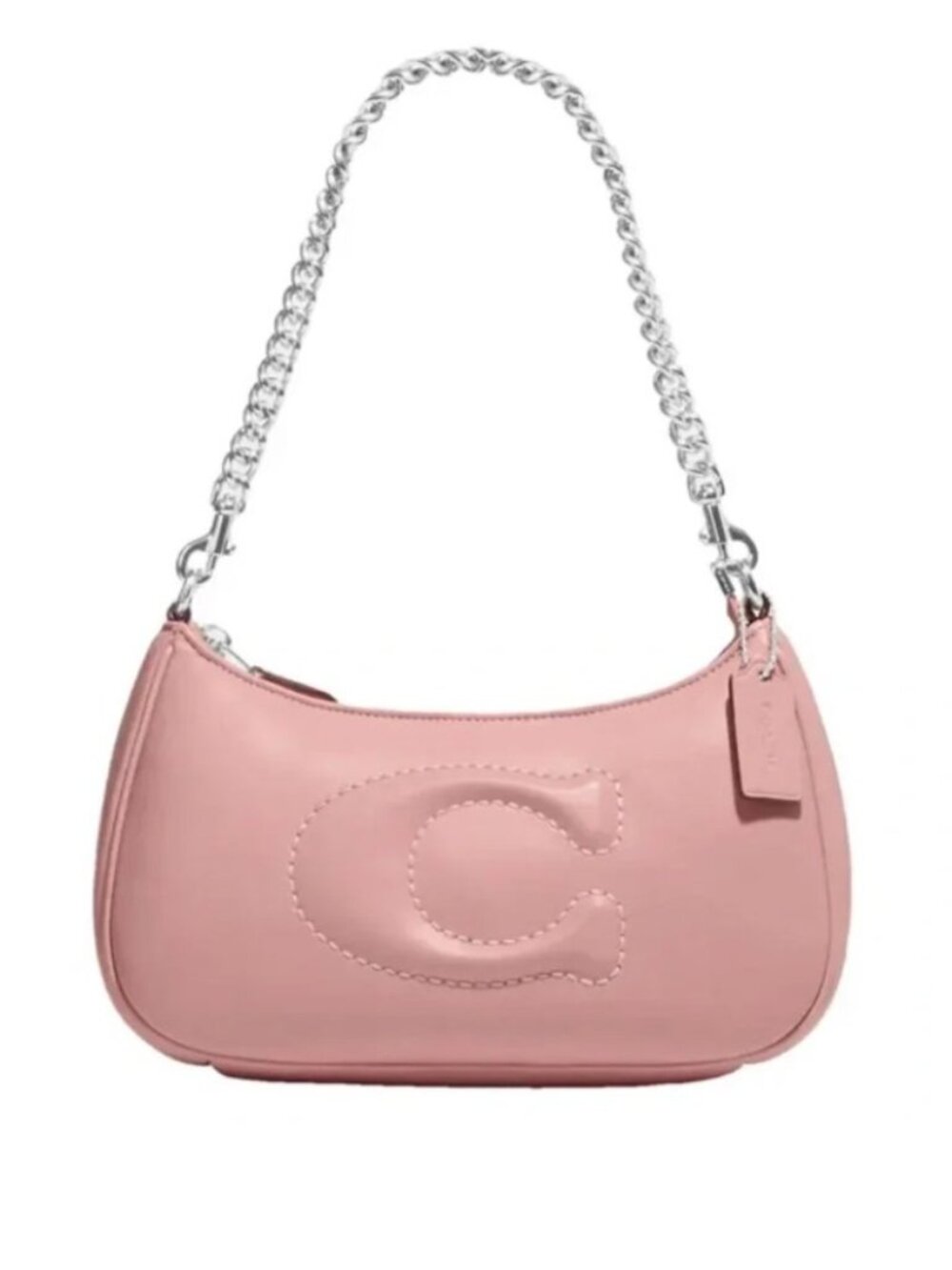 Coach Teri Shoulder Bag With Signature Quilting Light Pink Silver Chain NWT